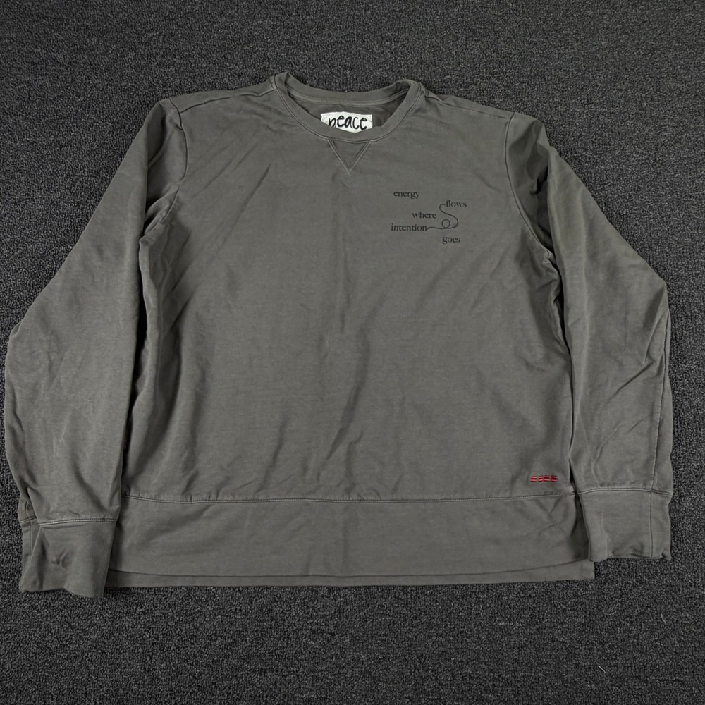 Peace Love World Sweatshirt Womens M A520085 Gray Energy Intention EUC
